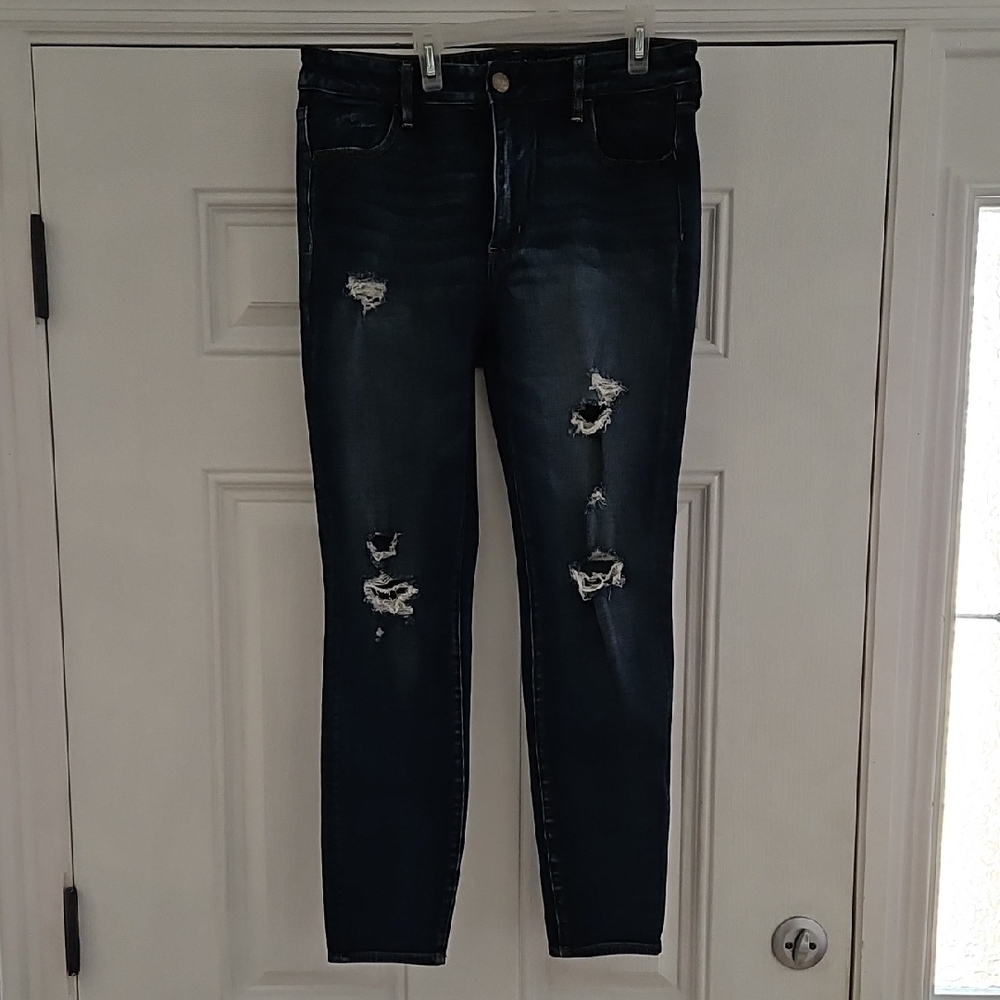 American Eagle Outfitters Blue Skinny Distressed Jeans